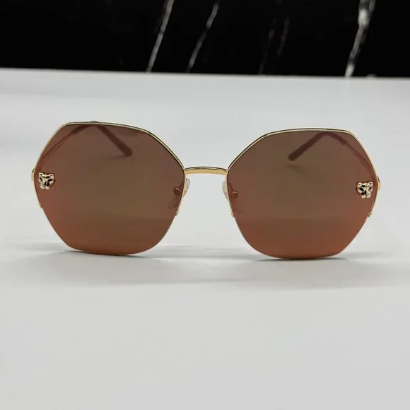 NEW CARTIER CT0332S 005 GOLD BROWN WOMEN SUNGLASSES CARTIER - Picture 5 of 15